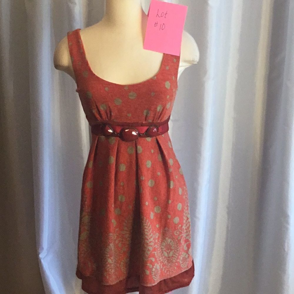 SCOOP NECK SLEEVELESS DRESS BRNT ORANGE EMPIRE WST